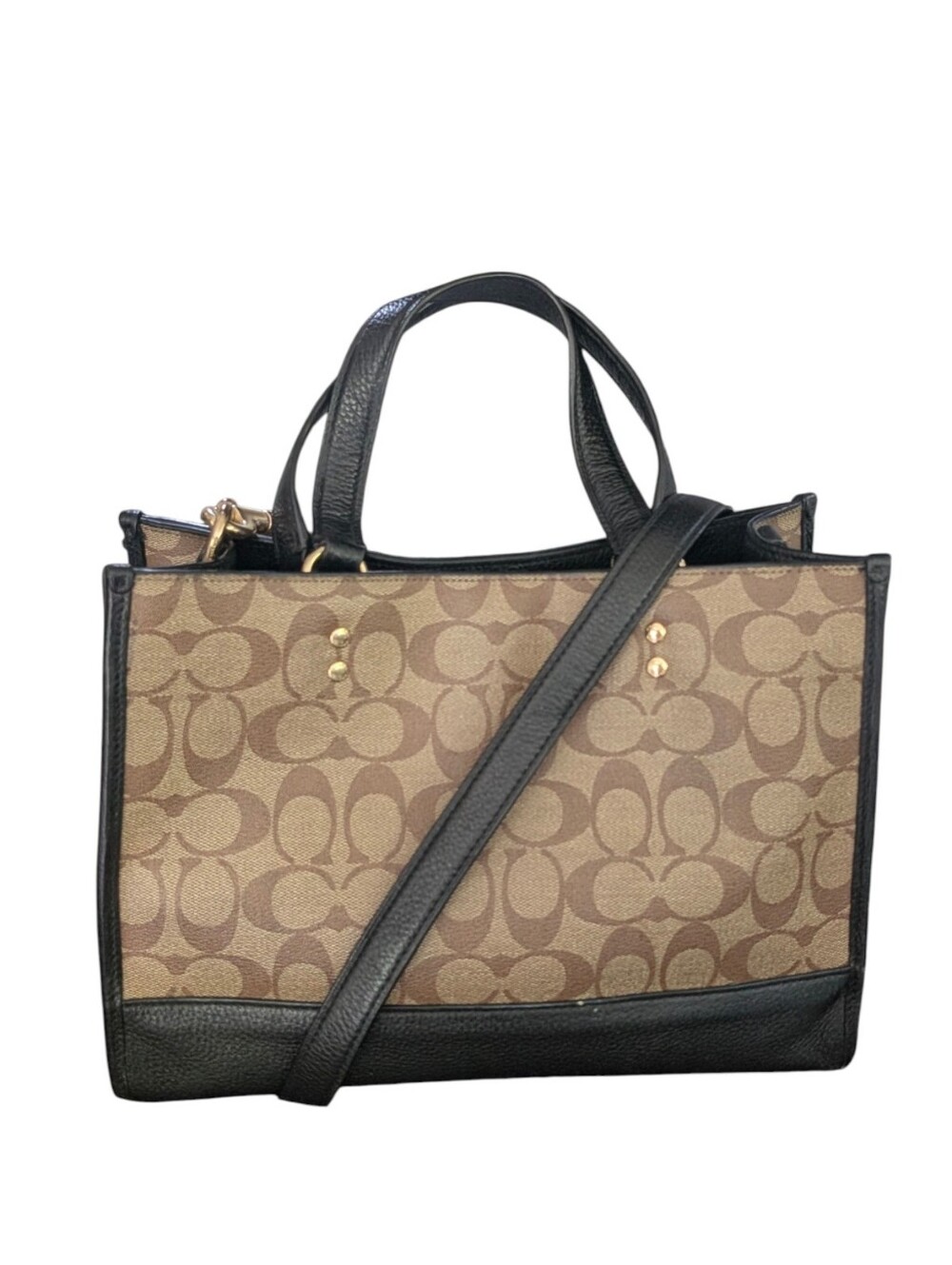 Coach 1955 Dempsey Carryall Sholder Bag In Signature Brown & Black - Picture 2 of 6